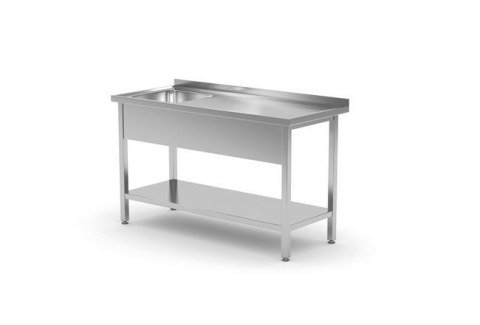 Stół z jednym zlewem z półką, lewy - skręcany, o wym.1000x600x(H)850 mm Stół z jednym zlewem z półką, lewy - skręcany, o wym.1000x600x(H)850 mm