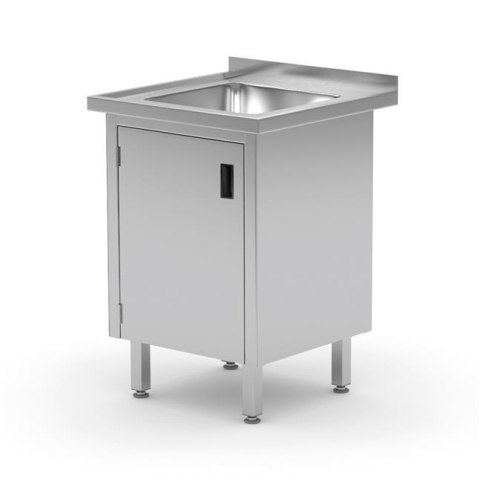 Stół ze zlewem, szafka z drzwiami na zawiasach, o wym. 600x600x850 mm Stół ze zlewem, szafka z drzwiami na zawiasach, o wym. 600x600x850 mm
