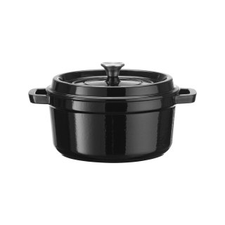 Garnek żeliwny emaliowany - jednoporcjowy / przystawkowy, czarny, 500ml, 120mm Fine Dine