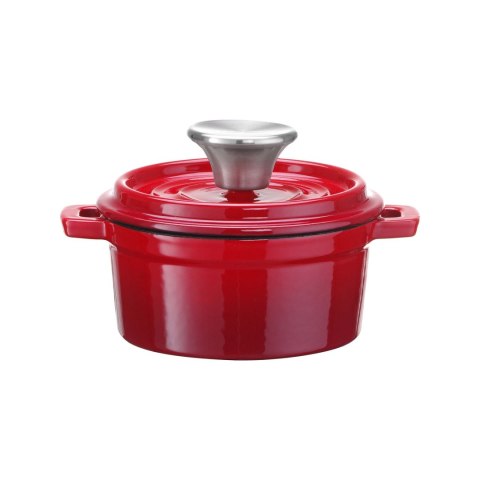 Garnek żeliwny emaliowany - jednoporcjowy / przystawkowy, czerwony, 500ml, 120mm Fine Dine