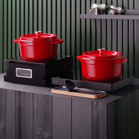 Garnek żeliwny emaliowany - jednoporcjowy / przystawkowy, czerwony, 500ml, 120mm Fine Dine
